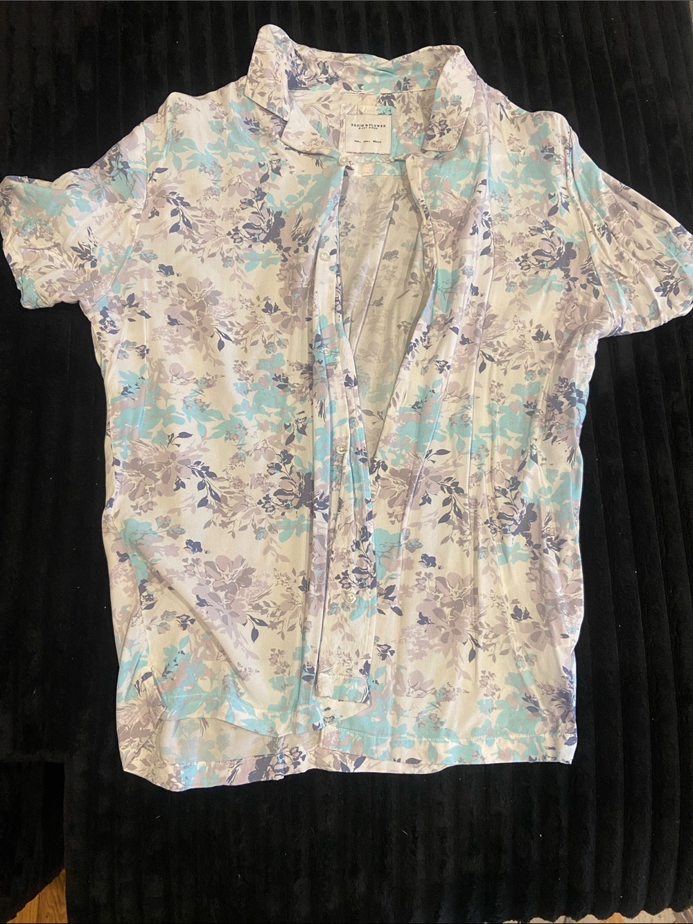 Denim & Flower Light Blue and Lavender Floral Button-Down Shirt